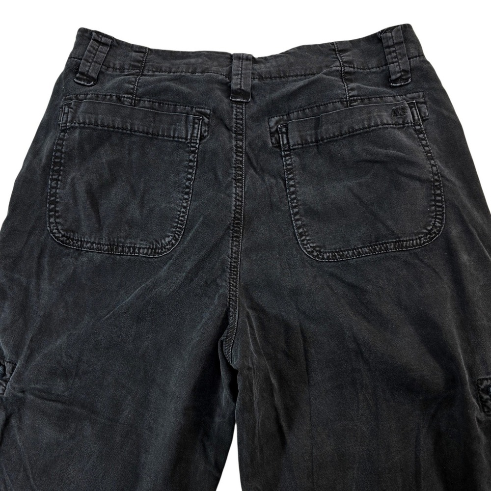 American Eagle Cargo Pants Womens 6 Black Lyocell Stretch Baggy Wide Leg Y2K 90s - Picture 5 of 10